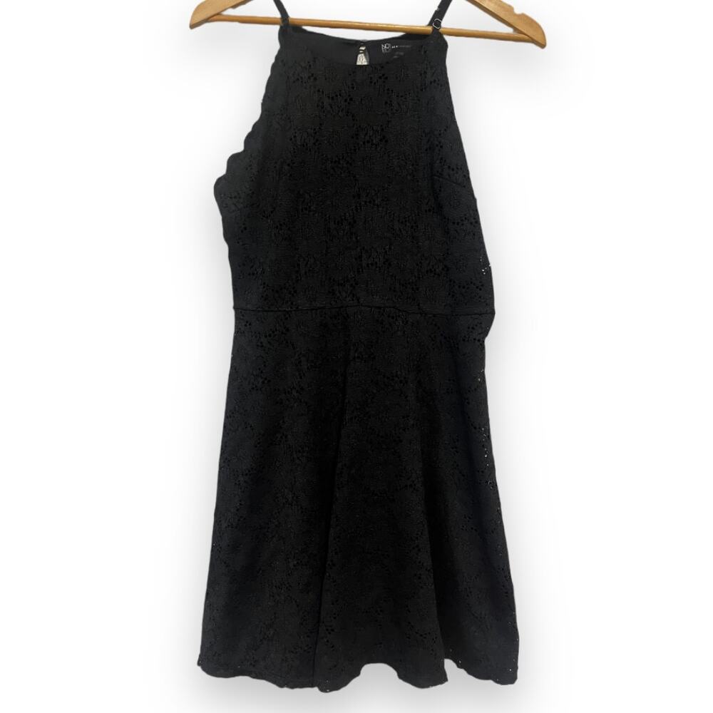 NO BOUNDARIES Fit & Flare Lacey Black Dress, Size L